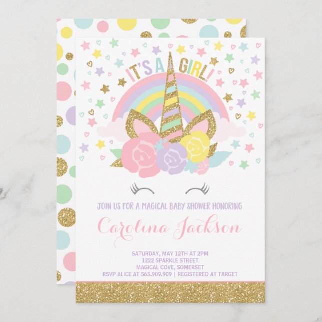 Invitation Baby shower magique d'invitation de baby shower de (Devant / Derrière)