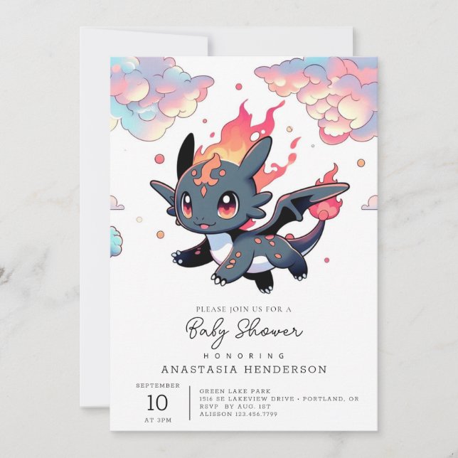 Invitation Baby shower magique Dragon (Devant)