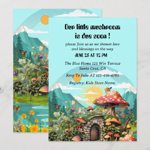 Invitation Baby shower magique du Paradis des champignons