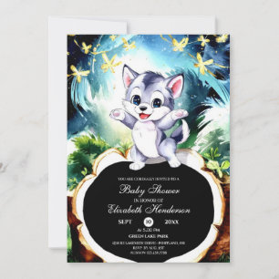 Invitation Baby shower magique simple Wolf