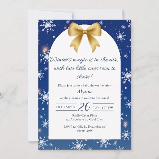 Invitation Baby shower magique Twin de l'hiver (Devant)