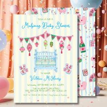 Baby Shower Mahjong Bleu pour Garçon