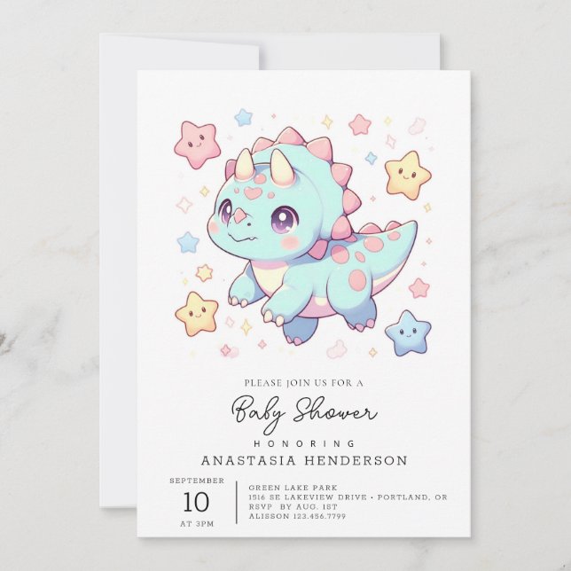 Invitation Baby shower Majestic Dinosaur (Devant)