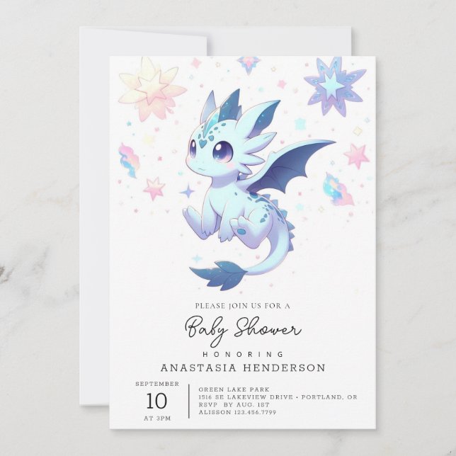 Invitation Baby shower majestueux Whimsical Dragon (Devant)