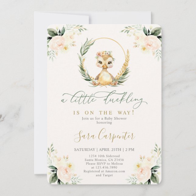 Invitation Baby shower Mallard Duck (Devant)