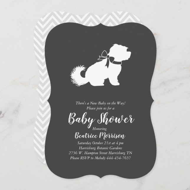 Invitation Baby shower maltais Neutre hommes-femmes (Devant / Derrière)
