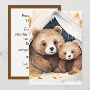 Invitation Baby shower Mama Bear et Cub