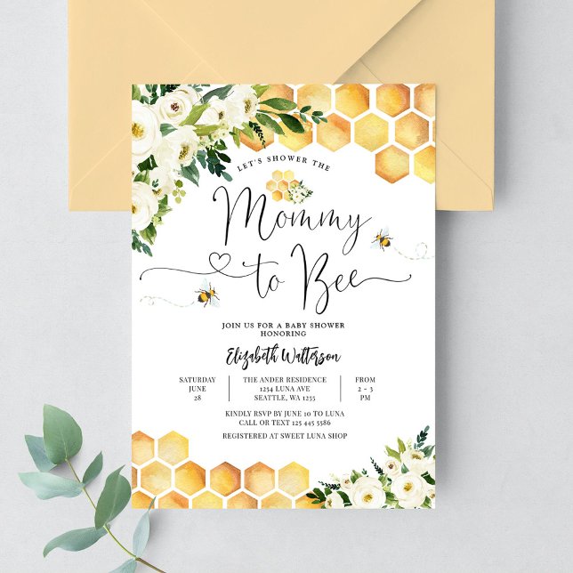 Invitation Baby Shower Maman Abeille Neutre (Créateur téléchargé)