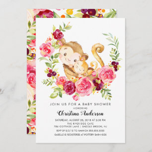 Invitation Baby shower Maman & Baby Monkey