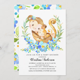 Invitation Baby shower Maman & Baby Monkey
