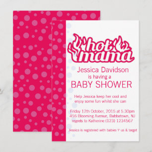 Invitation baby shower maman chaude points roses b