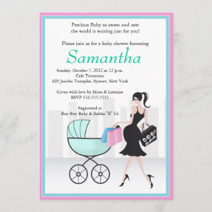Invitation Baby shower Maman sera avec Carriage