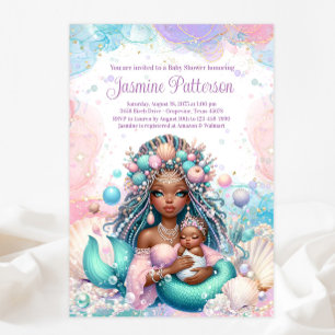 Invitation Baby Shower Maman Sirène Africaine Et Bébé