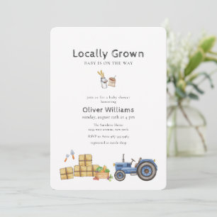 Invitation Baby Shower Marché de fermier Bohème bleu sur Trac