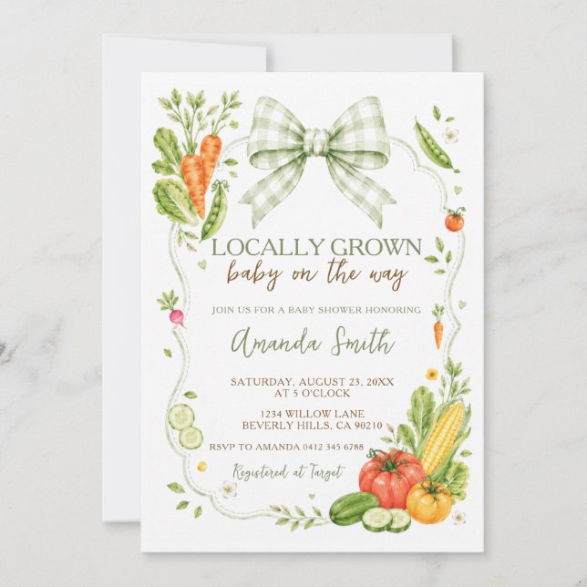 Invitation Baby-Shower Marché de Producteurs Locaux (Devant)