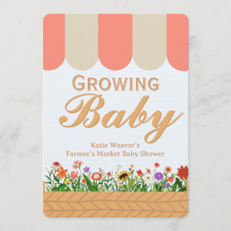 Invitation Baby Shower Marché des Fermiers - Rose 
