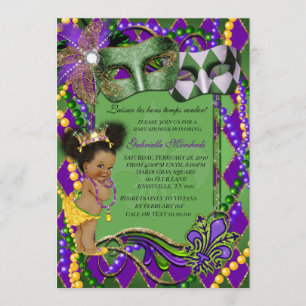 Invitation Baby shower Mardi Gras