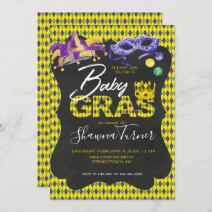 Invitation Baby shower Mardi Gras