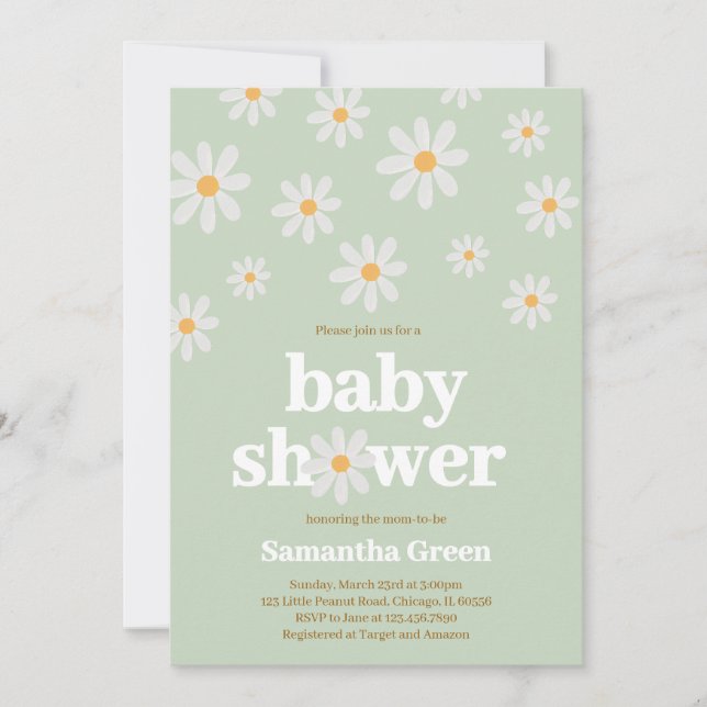 Invitation Baby shower marguerrier (Devant)