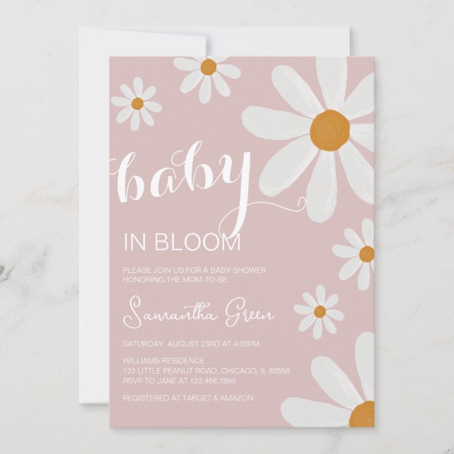 Invitation Baby shower marguerrier (Devant)