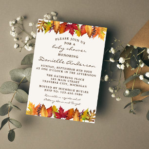 Invitation Baby shower Mariage de automne de feuilles d'autom