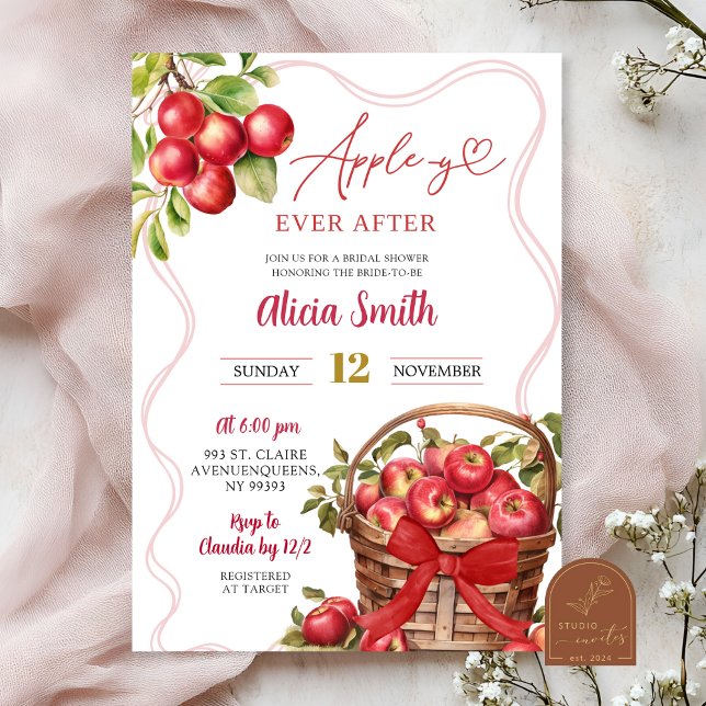 Invitation Baby Shower Mariage Thème Rouge Gingham Pomme (Créateur téléchargé)