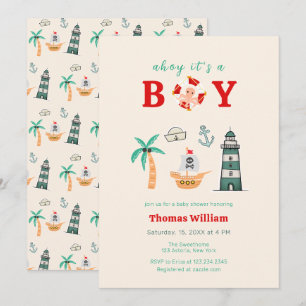 Invitation Baby Shower Marin au Phare Naútque pour Garçon