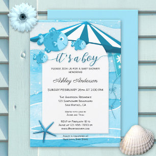 Invitation Baby shower marin de poisson mignon