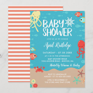 Invitation Baby shower marin Ocean Life