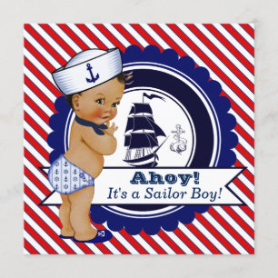 Invitation Baby shower marin pour garçon ethnique