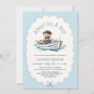 Invitation Baby Shower Marin pour Ourson de Garçon