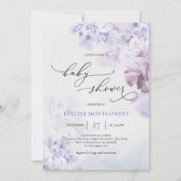 Baby shower marron bleu foncé de fleurs pourpres p