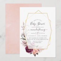 Baby Shower Marsala et Blush à motifs géométriques