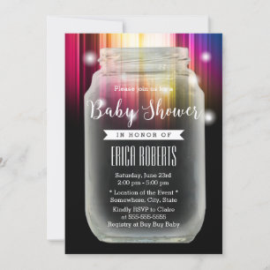 Invitation Baby shower Mason Jar Elégant Aurora Borealis