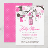Baby shower Mason Jars à pendage rose chaud