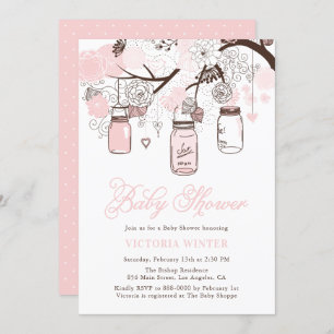 Invitation Baby shower Mason Jars, rose clair
