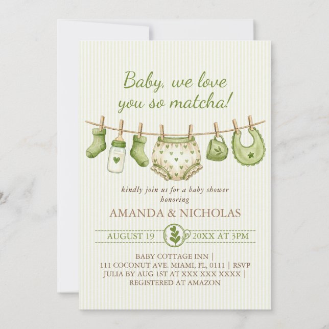 Invitation Baby Shower Matcha (Devant)