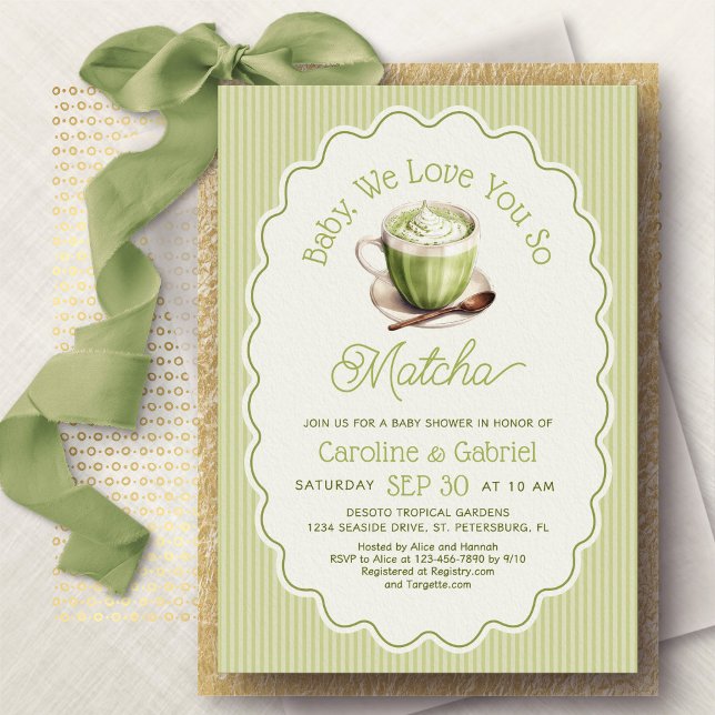 Invitation Baby Shower Matcha (Créateur téléchargé)