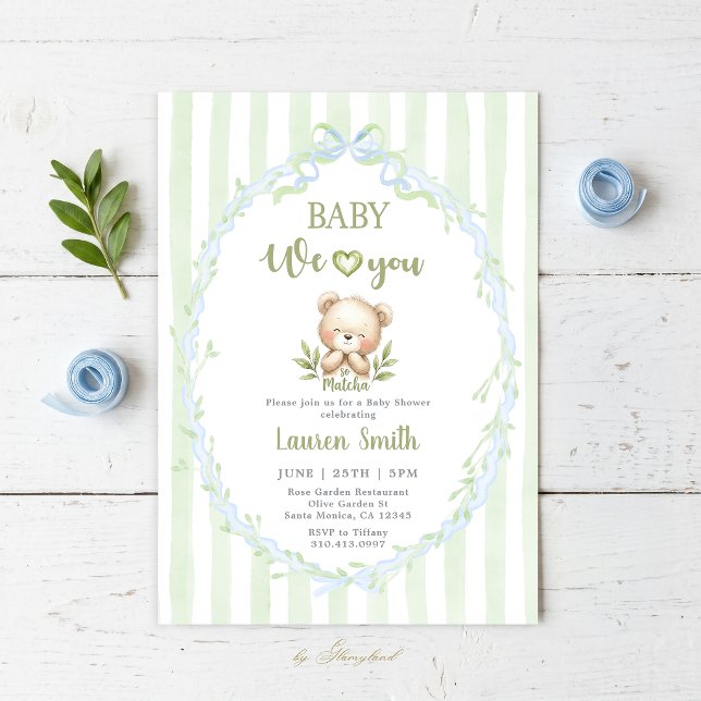 Invitation Baby Shower Matcha (Créateur téléchargé)
