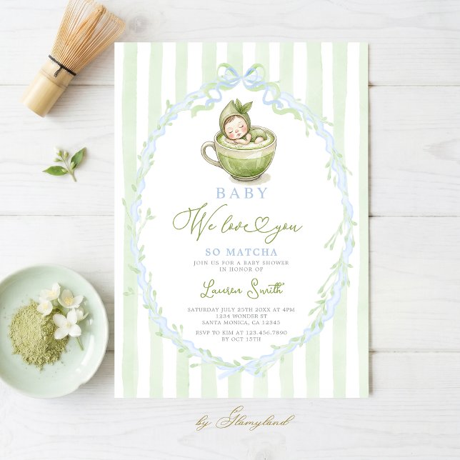 Invitation Baby Shower Matcha (Créateur téléchargé)