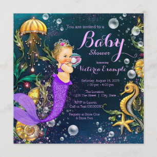 Invitation Baby shower mauve de sirène