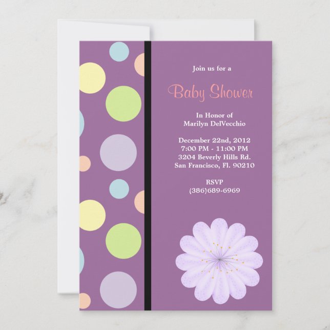 Invitation BABY SHOWER mauve rose doux (Devant)