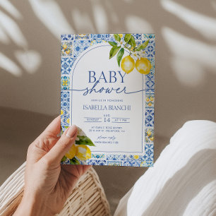Invitation Baby shower méditerranéen au citron de la côte ama