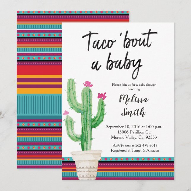 Invitation baby shower Meixcan (Devant / Derrière)