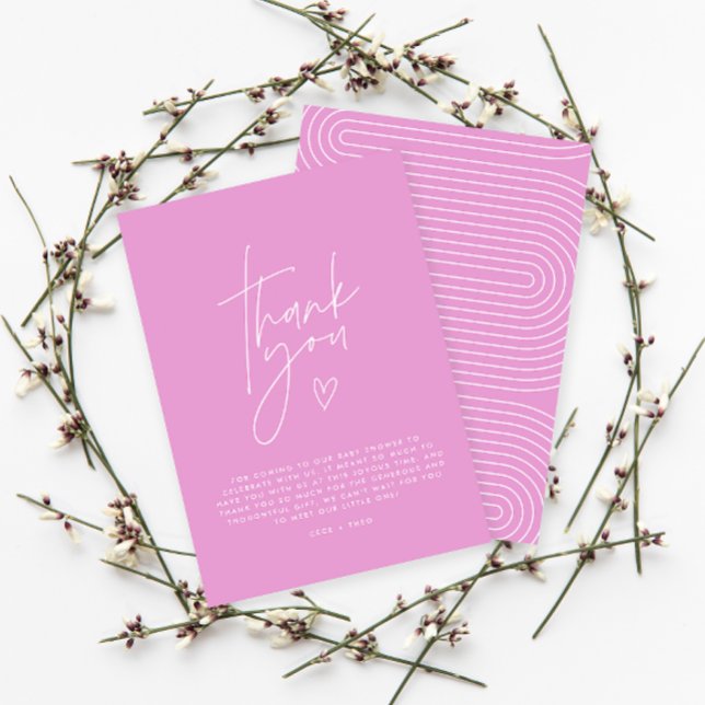 Invitation Baby shower merci cerise rose élégant moderne (Créateur téléchargé)