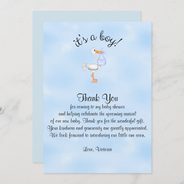 Invitation Baby shower Merci C'est un garçon bébé garçon cigo (Devant / Derrière)