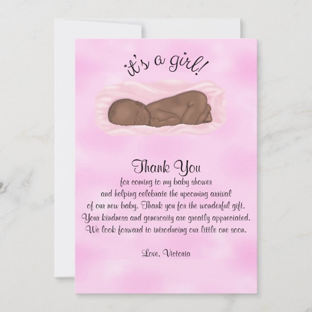 Invitation Baby shower Merci C'est une fille ethnique (Devant)