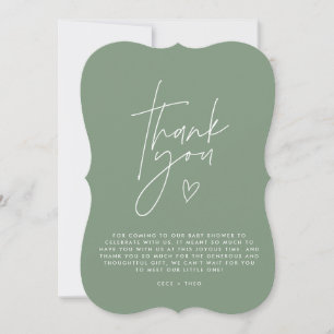 Invitation Baby shower merci sage vert élégant moderne