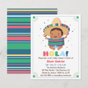 Invitation Baby shower mexicain de fiesta de garçon de Hola