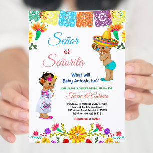 Invitation Baby shower mexicain de révélation de genre